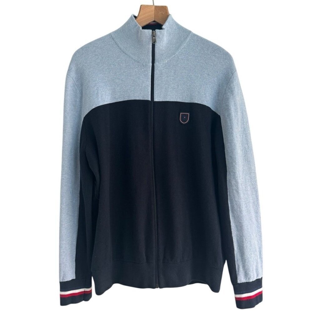 Eden Park Paris Men's Size XL Navy & Light Blue Full Zip Sweater